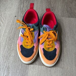 Colorful Multicolor Sneakers with Orange Laces